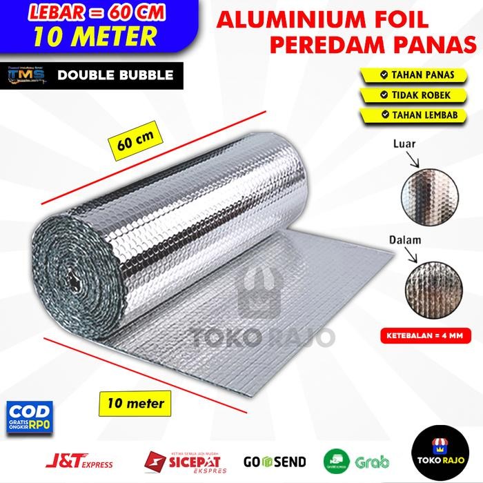 ( 10 Meter ) Aluminium Foil Bubble Peredam Panas Atap Lebar 60 Cm