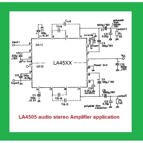 Kit amplifier Compo Sanyo LA4505 stereo