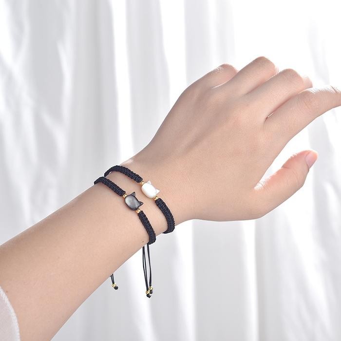 New Gelang Kepang Motif Kucing Gelang Kepang Adjustable Karakter Kucing