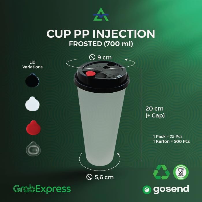 lgjd- Gelas Plastik Boba/Cheese Tea/ Cup Injection Pp 700Ml/ Cup+Lid+Cap
