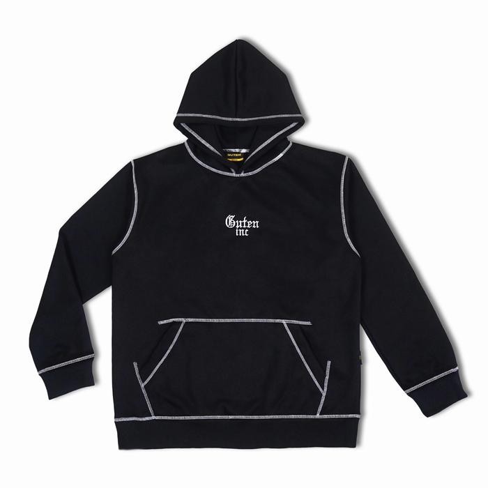 maz6- Guten Inc - Sweater Hoodie Ebony Contrast Stitch Black