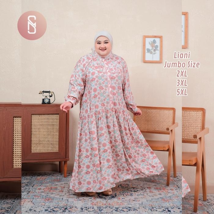 SALE Myshawl Liani Janara Gamis Motif Bunga Kekinian Jumbo Mango Crinkle Dress Kondangan Lebaran