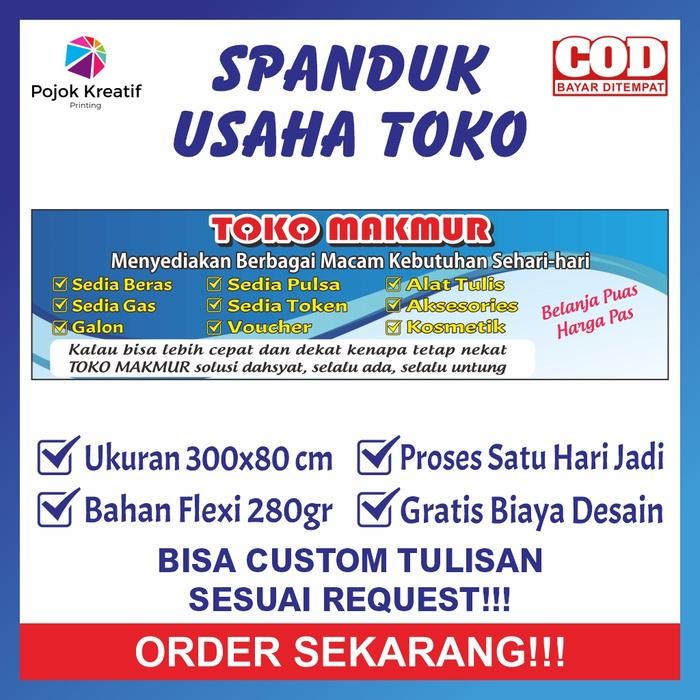 ORIGINAL Spanduk Sepanduk Banner Bener Baner Benner Backdrop Usaha Kelontong Gas Beras Galon Pulsa