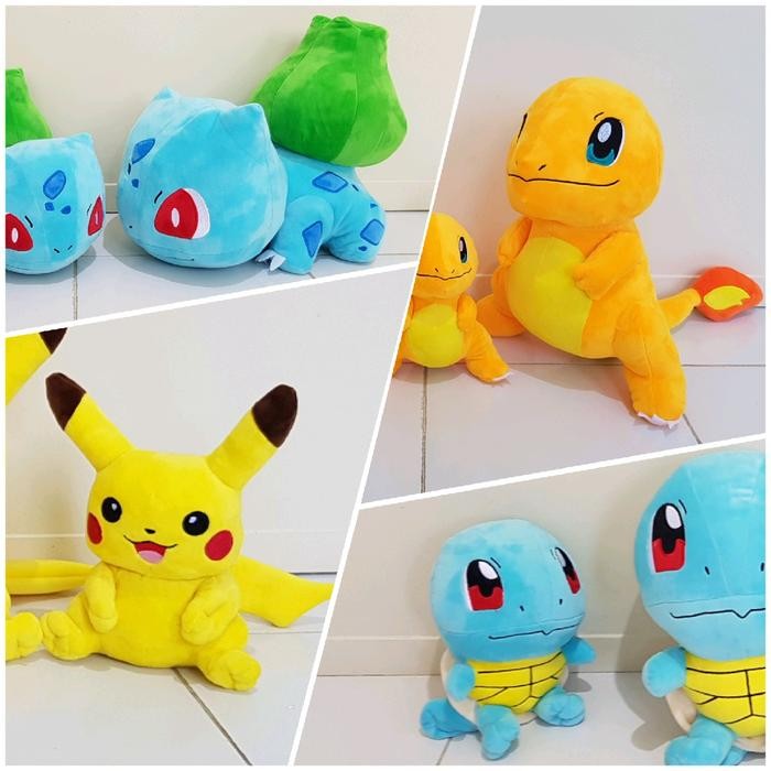 Boneka Pokemon Pikachu Bulbasaur Charmander Squirtle Size L Promo 