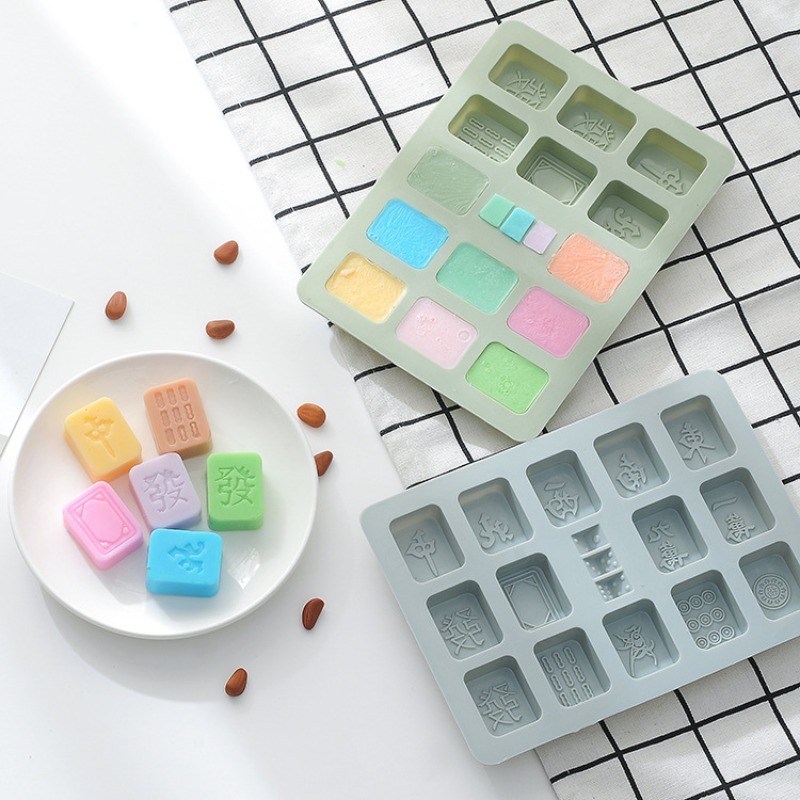 BEST Spot Thirteen Dice Mahjong Tiles, Drop Gum Chocolate Mold, Baking Silicone Mold, Cake Mold, Ice