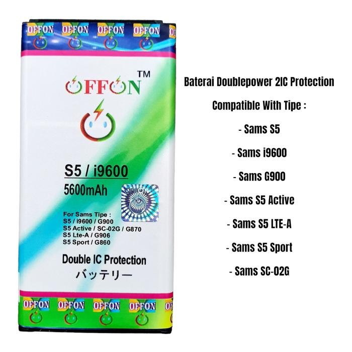Baterai Doublepower Samsung Galaxy S5 S5 Active i9600 G900 Battery