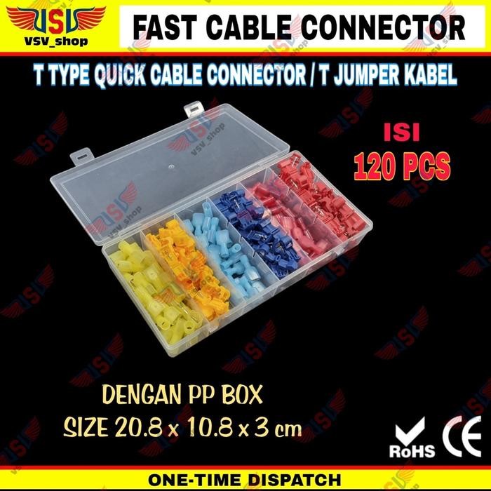 Konektor kabel listrik T Jumper Lock Quick Cable Connector Sambungan Kabel SET 120 PCS
