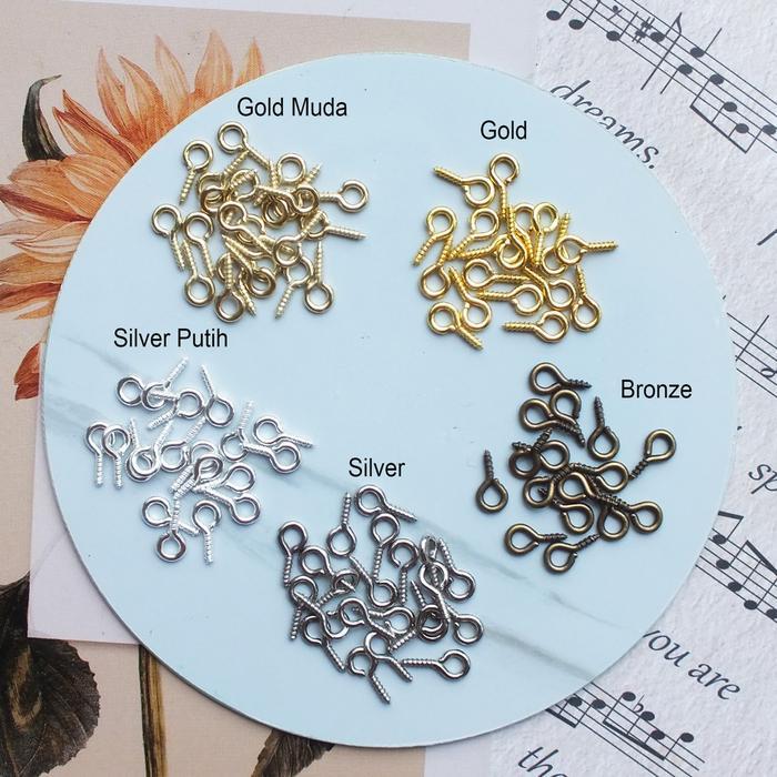NEW Paku Ulir (5 GRAM) Kait Ulir Mur Skrup Mini Screw Eye Pins Paku Mata Ulir Gantungan Resin
