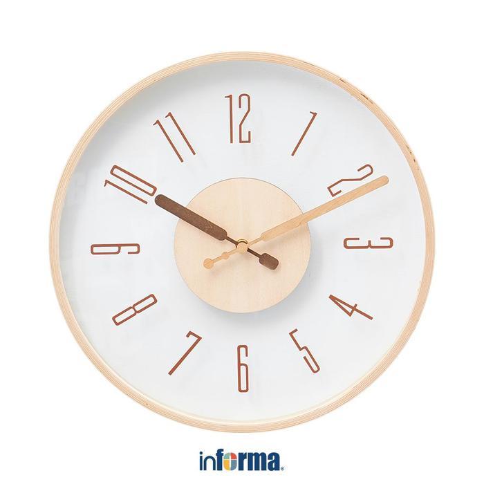 INFORMA 40 CM JAM DINDING 347YS - COKELAT NATURAL PENUNJUK WAKTU DEKORASI RUANGAN AKSESORI RUMAH