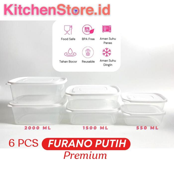 Toples Plastik Kotak Putih Food Container Kulkas Set Wadah Penyimpanan