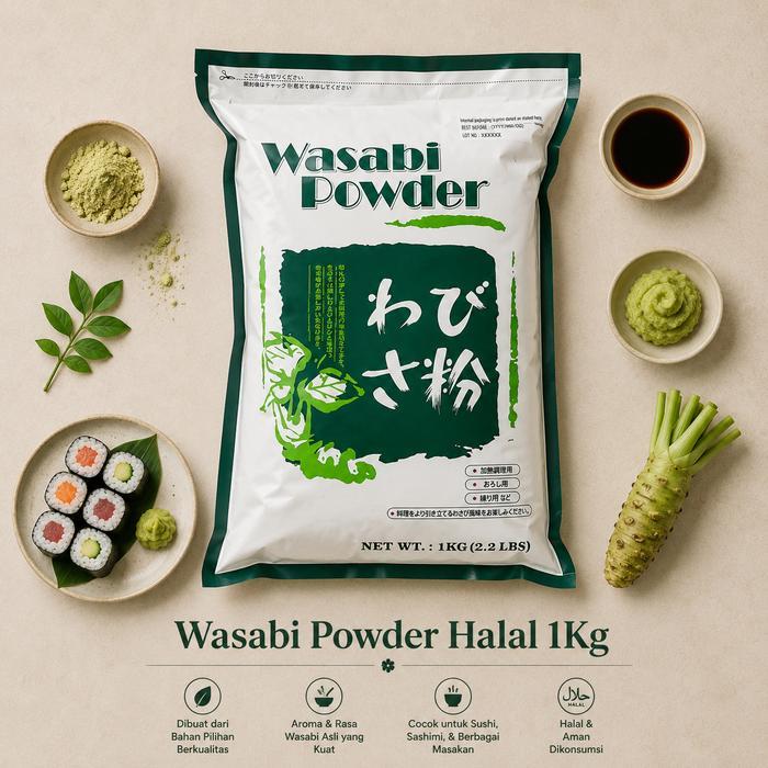 [PBB] Wasabi Powder Halal 1Kg | Bubuk Wasabi Jepang | Wasabi Sushi Sashimi Ramen | Bumbu Jepang Hala