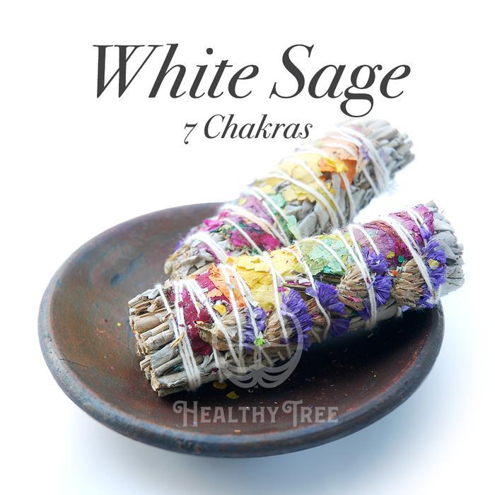 White Sage 7 Chakra With Flower Petals 4 Inch 9 Cm Per 1 Ikat Terbaru 