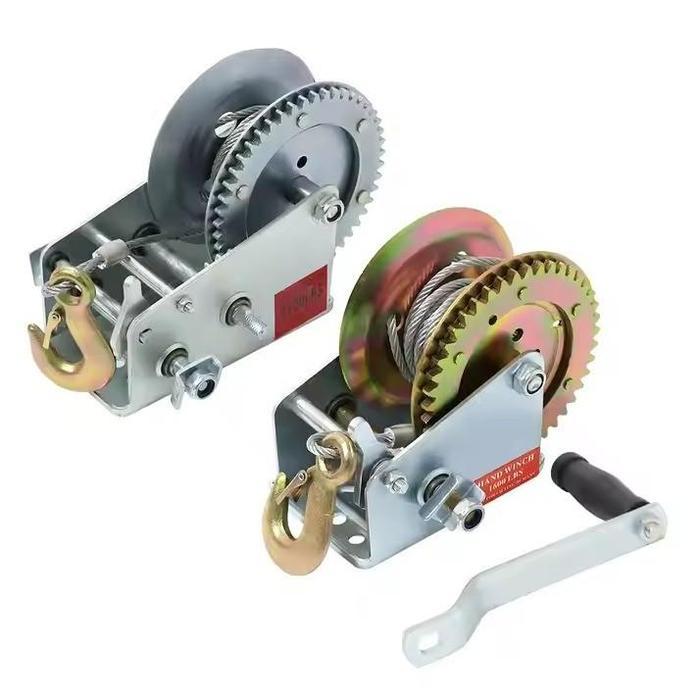 Katrol Manual Mini Kapasitas 360 Kg Tipe Winch Tangan dengan Kabel Panjang 7 Meter