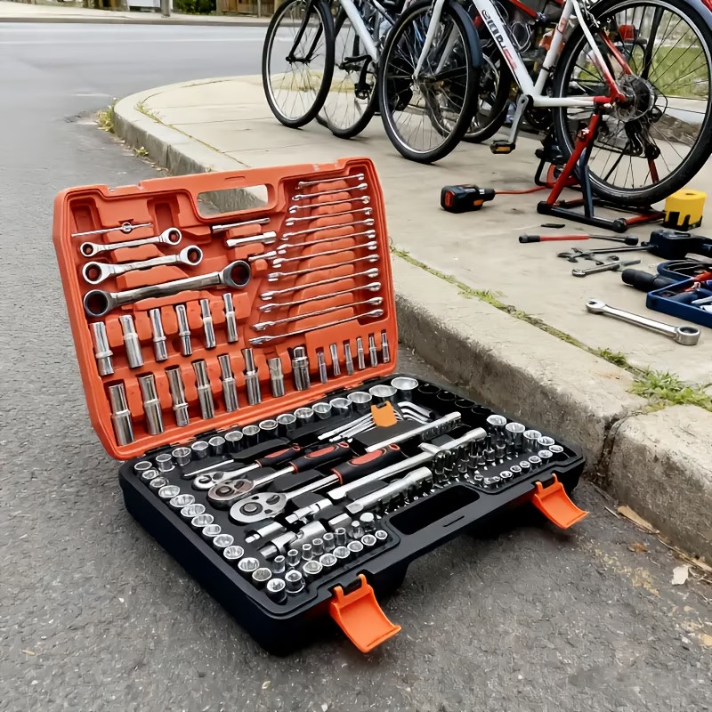 150/46pcs Socket Tool Set, Automotive & Motorcycle Repair Tool Kit - Durable Chrome Vanadium Steel,