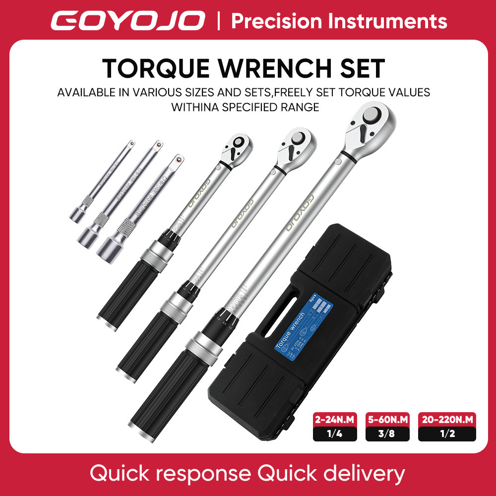 NEW Torque Wrench Set 1/4" 2-24N.m 3/8" 5-60N.m 1/2" 20-220N.m High-precision Preset Adjustable Torq