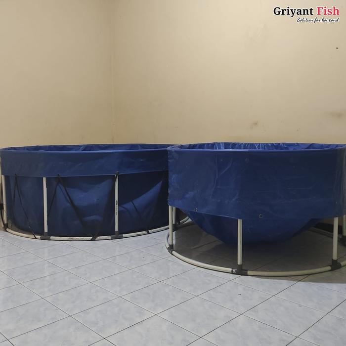 Paket VAT Kolam Terpal Karantina Kolam Ikan Koi Orchid D1,5m T 1m Full Set Pompa Tong Media Filter