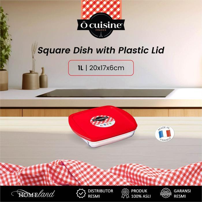 Ocuisine Dish with Plastic Lid / Loyang Kaca Kotak dengan Tutup