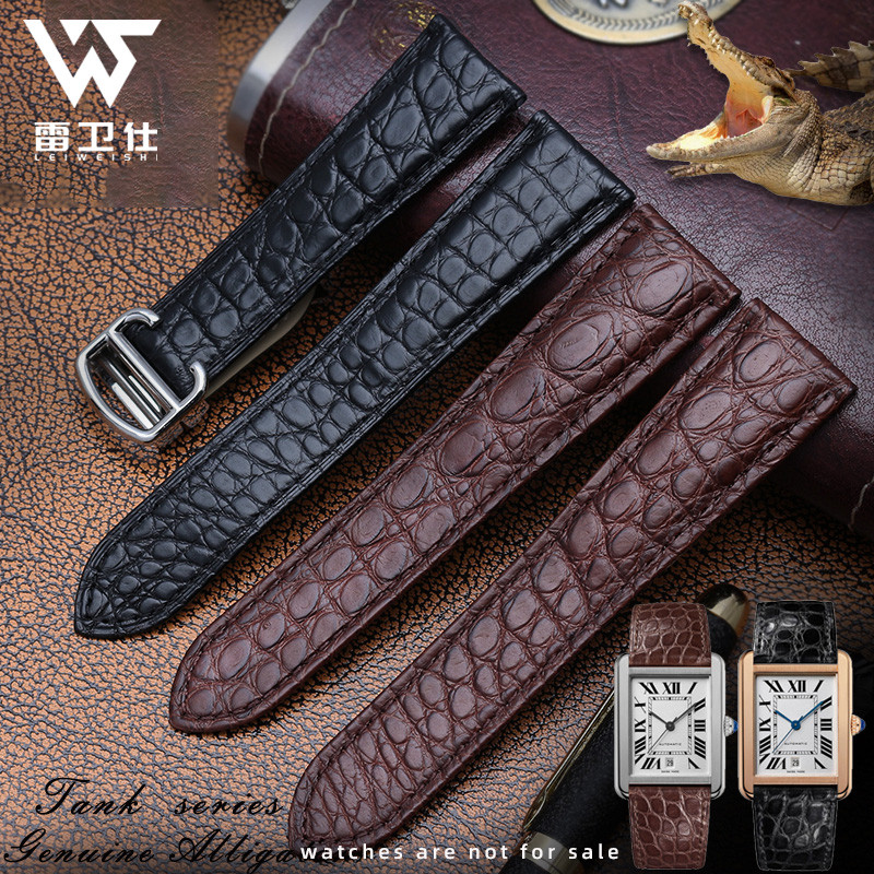 20mm 22mm 23mm For Cartier crocodile strap Genuine leather tank Solo key London calibo Men's