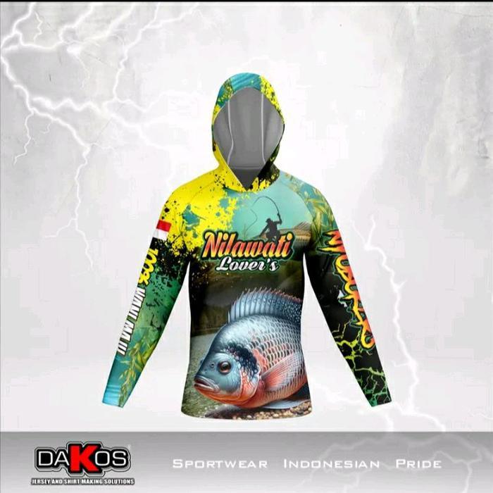 Jersey komunitas mancing IKAN NILA tangan panjang fullprint//Jersey mancing//ikan nila//komunitas