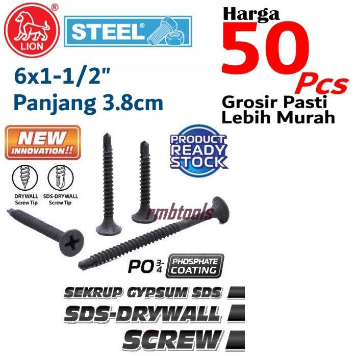 SEKRUP DRYWALL SDS 6 X 1,5 / SEKRUP GYPSUM SDS #6 X 1,5 PANJANG 3.8CM