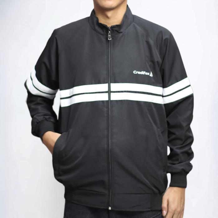CREDIFOX Jaket tracktop pria / jaket casual pria / jaket tracktop casual / credifox strip white / ja