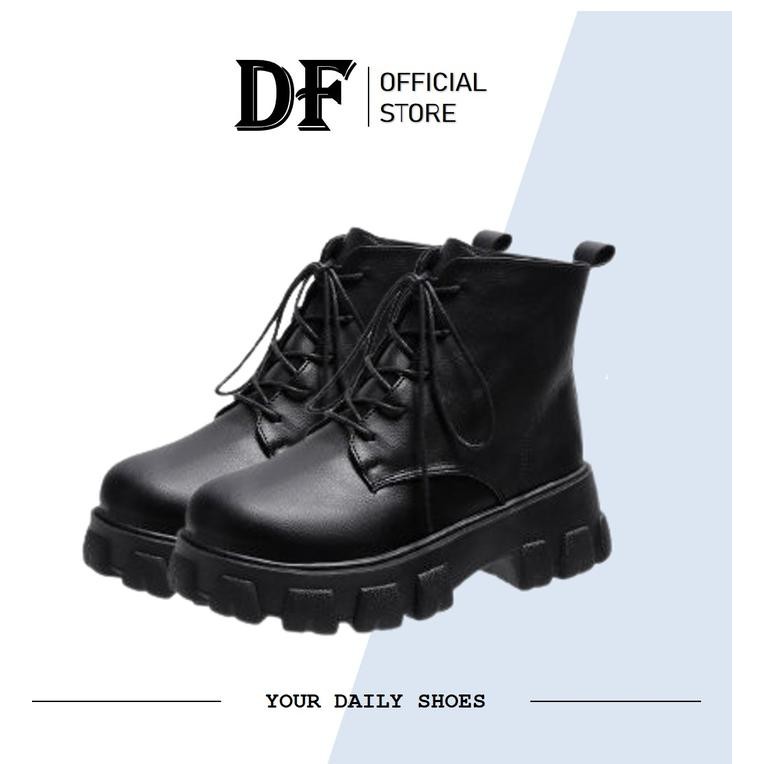 Aldo Ventelas - Df 532 Sepatu Wanita Sneakers Boots Premium Quality Karet Black