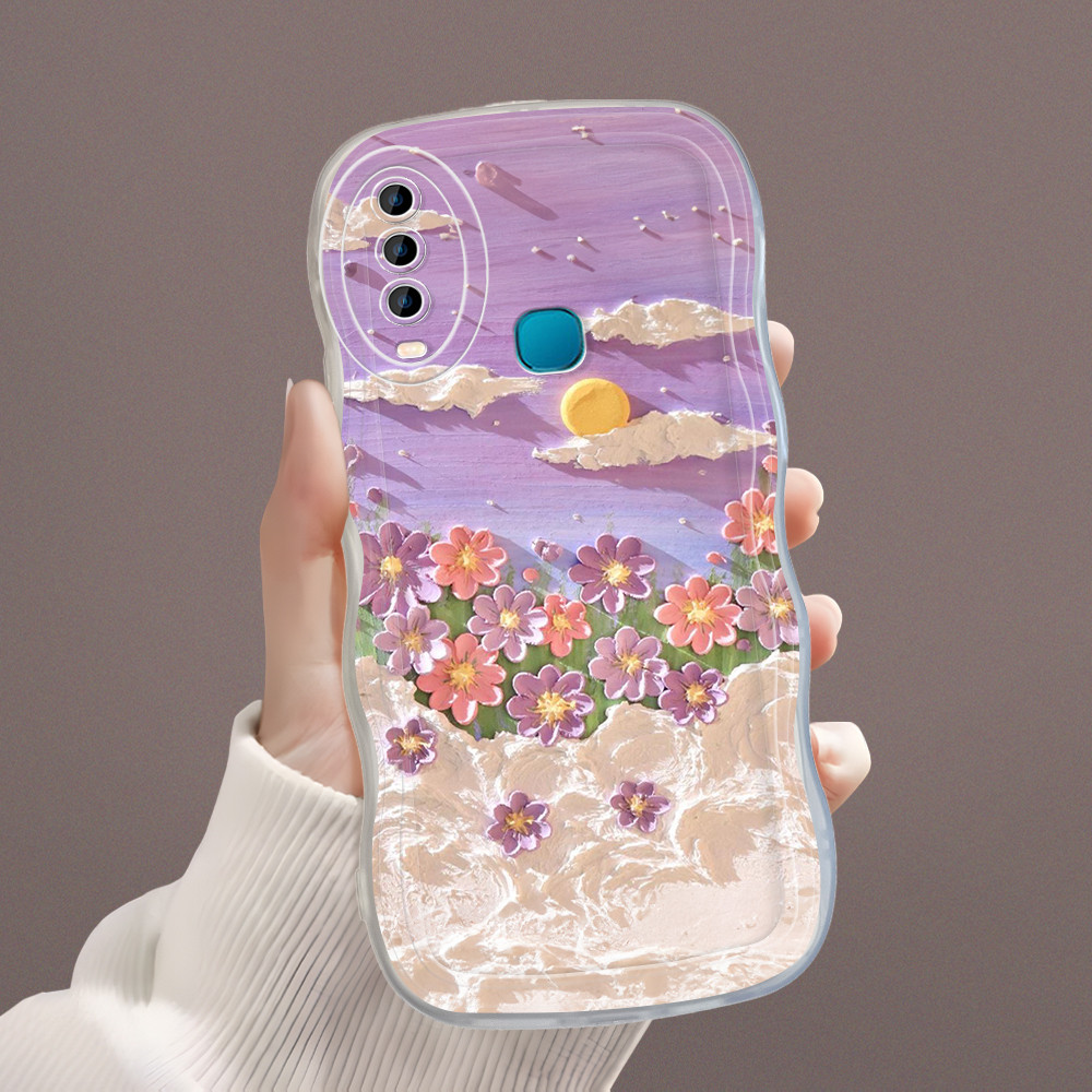 Casing Hp Untuk VIVO Y12 Y15 Y17 1902 Case Softcase Kesing Soft Cassing Bunga 4132