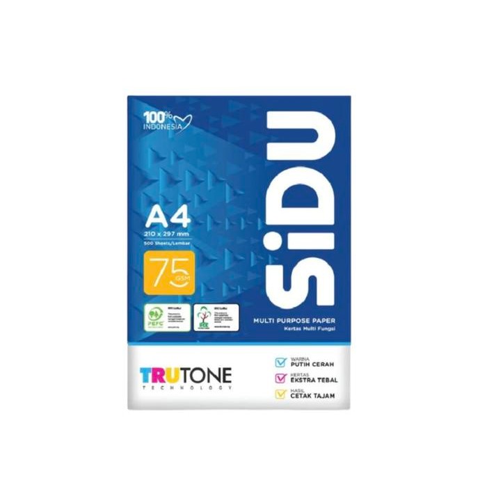 

Kertas HVS Fotocopy SIDU A4 F4 75 Gsm/ 500 Lembar - REAM