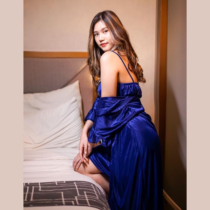 Kimono Tidur Hst (Include Daster Singlet) `Navy Blue