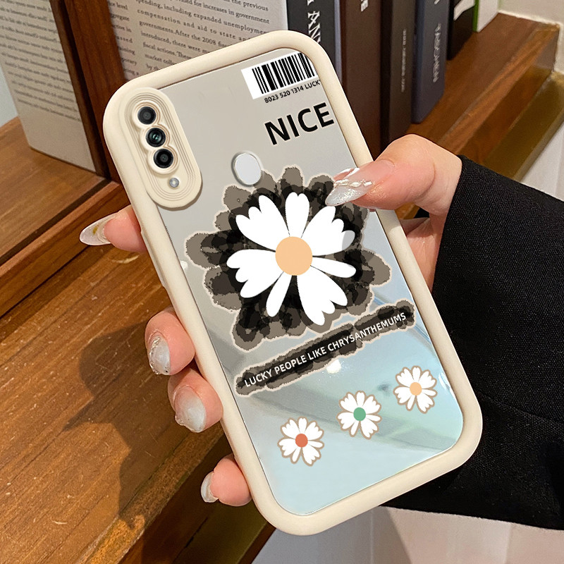 Casing Hp OPPO A31 2020 A8 Case Softcase Kesing Bunga aster putih Cermin Cesing Cantik silikon kasin