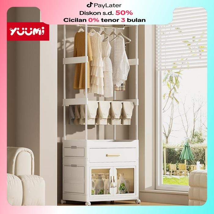 YUUMI minimalis lemari pakaian plastik gantung anak / dewasa lemari baju plastik jumbo susun lemari