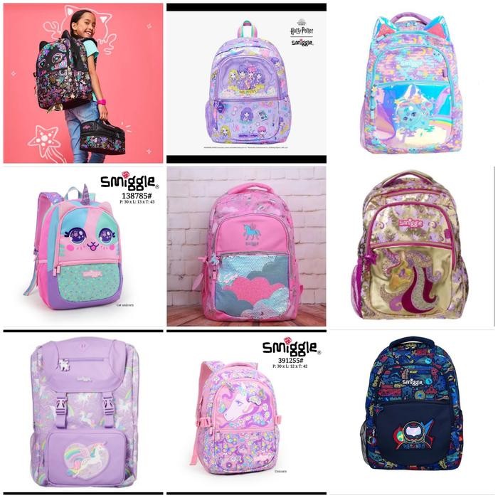 TERMURAH Ready Stok Tas Smiggle Backpack kitty, unicorn, cat black, galaxy READY STOCK