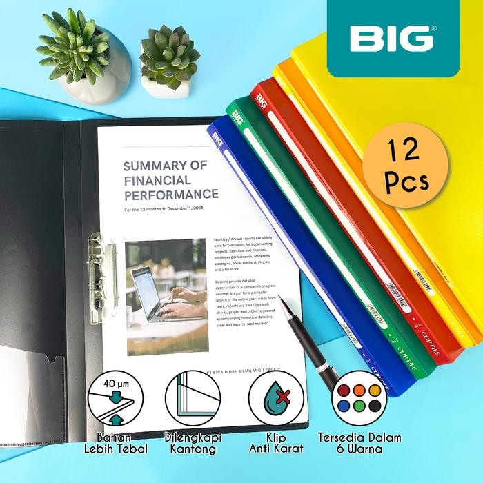 

OJ BIG Map Jepit F4 Folio Dokumen Plastik Clip File MF-8115 12 Pcs Stationery