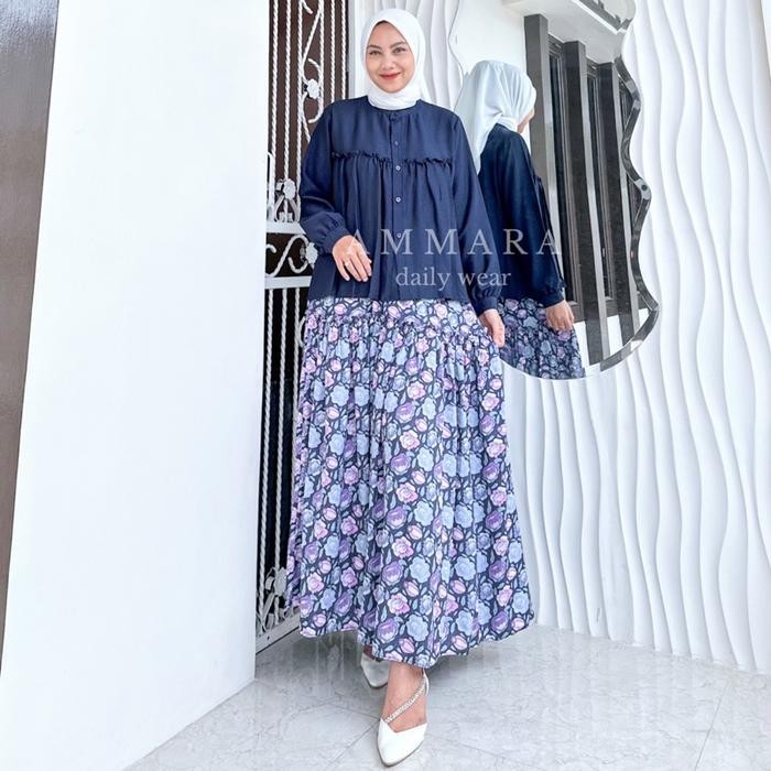 Pilihan- Syakira Set Rok Ammara - Setelan Rok Ammara - Oneset Rok Rayon Mix Linen