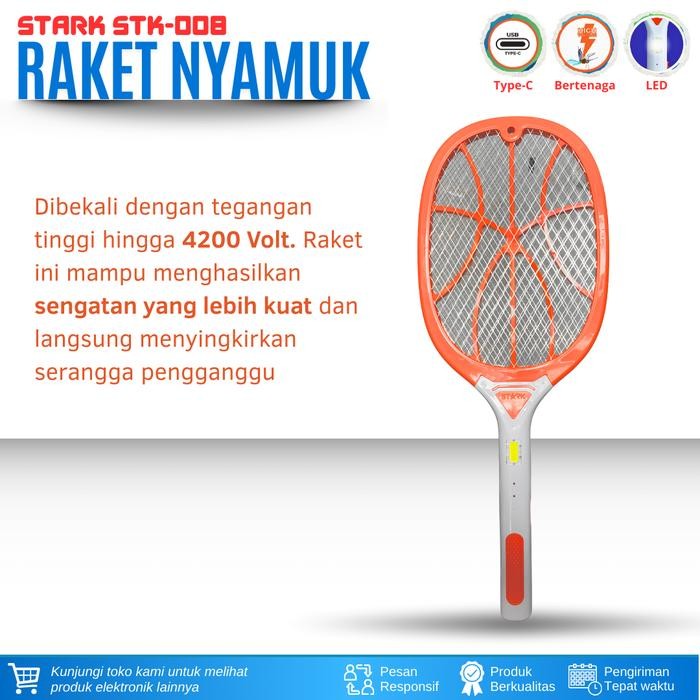 Raket Nyamuk STARK STK008 Raket Nyamuk USBType C Raket Nyamuk Charger Raket nyamuk Senter Stark