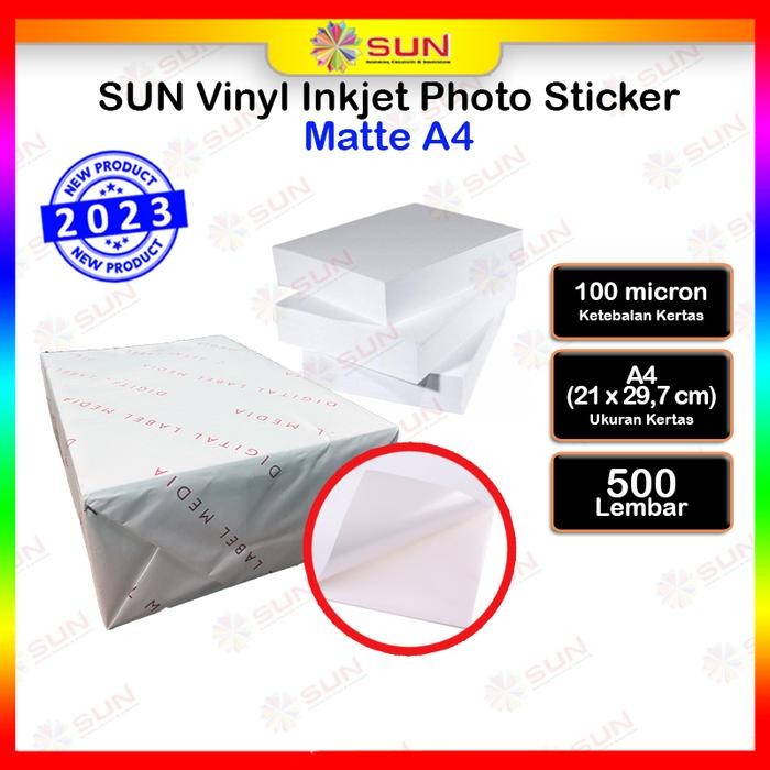 

Kertas Sticker Vinyl Inkjet Photo SUN Glossy/Matte A4 500 Lbr, 1 rim