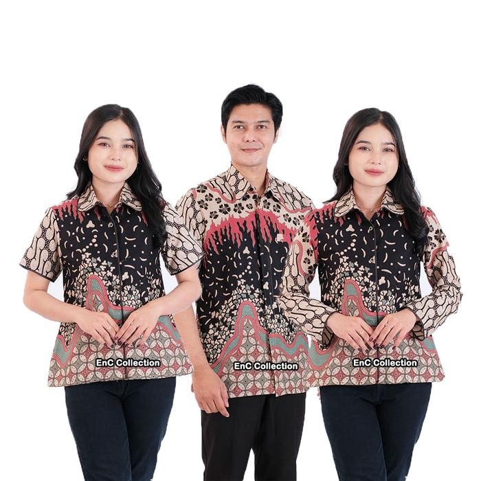 Pilihan- Couple Batik Krisan - Kemeja Batik Wanita - Batik Wanita - Kemeja - Batik Berkerah -