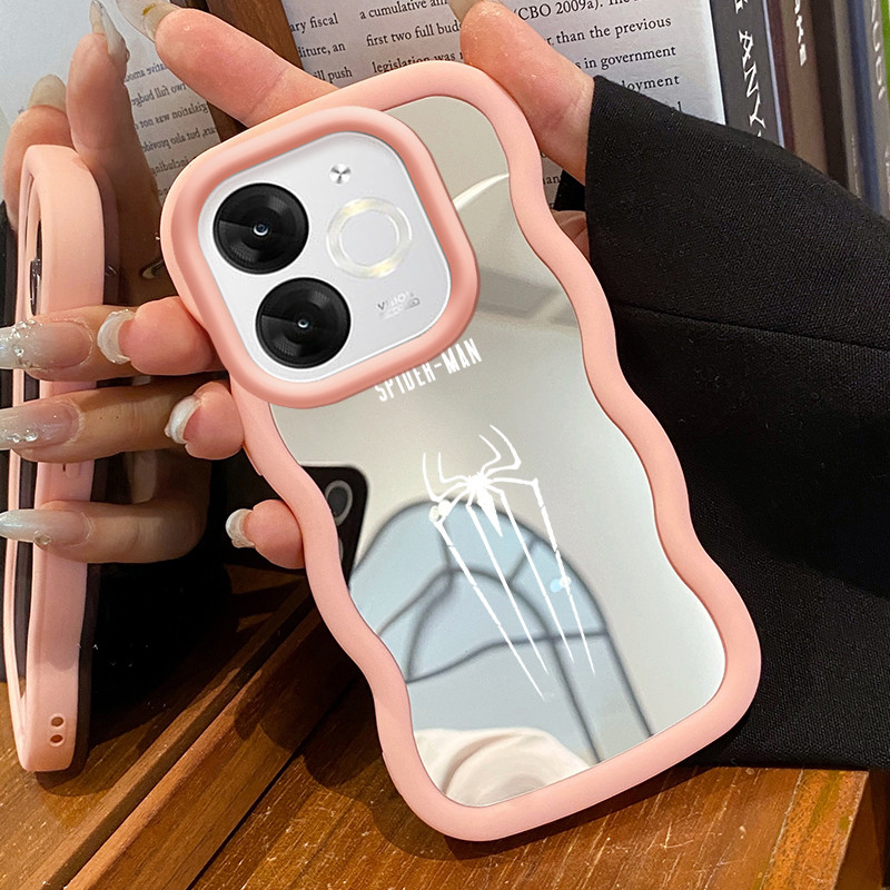 Casing Untuk ITEL A80 Case Casing HP Pola bekas kaki dan laba-laba Kesing Kasing Macaron Mirror Cesi