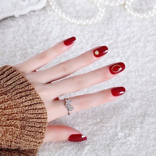 Kuku Palsu Plus Lem Nail Art Wedding Kuku Palsu Merah Maroon