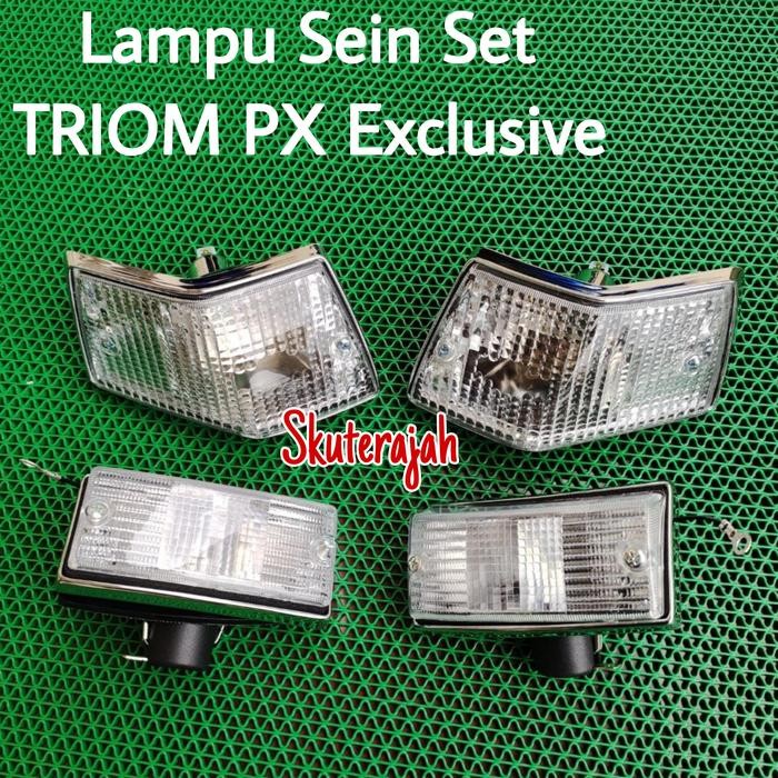 Lampu Sen set Triom by Piaggio muka bening utk PX, Excel dkk