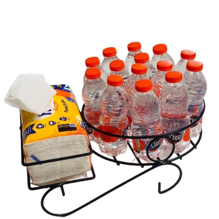 Rak Tempat Minuman Aqua dan Tisu Besi Anti Karat untuk Suguhan Lebaran/rak tisu