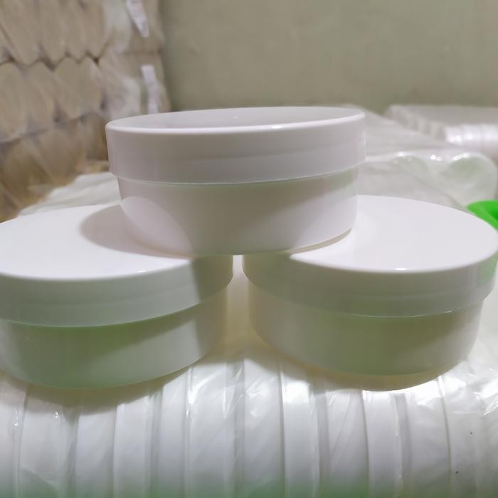 pot Lulur kemasan kosong 250 gr putih( pkt 25 pcs) ya kak