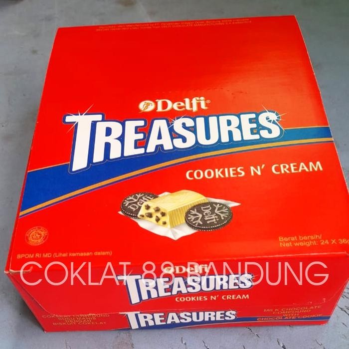 Lansungkirim- Delfi Treasures 1 Box 24 Bar X 36 Gram Almond, Coklat Delfi Treasure Satu Box Isi 96