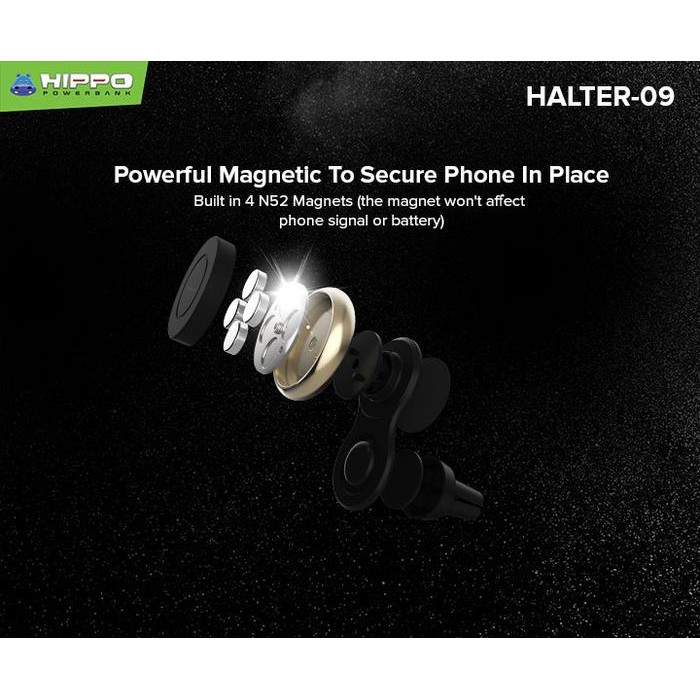 Hippo Phone Holder Halter 10 & 09 Magnetic Phone stand tatakan Hp Holder Mobil