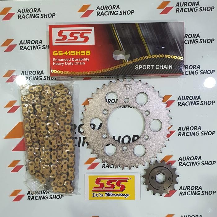 Gear Set Sss 415 Ninja 150 R / Ss / Rr & Rantai Sss 415 Hsb Gold