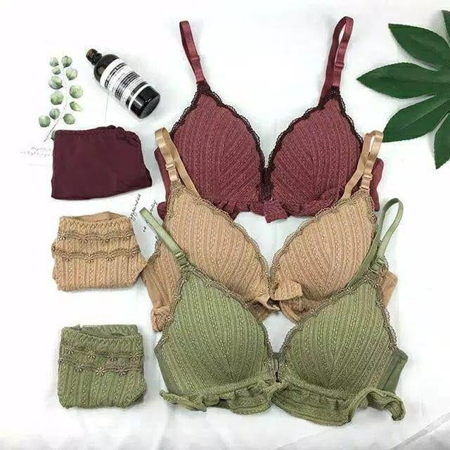 yrka- Bra Set Bh + Celana Dalam Wanita Sexy Import Tanpa Kawat Korean - 1