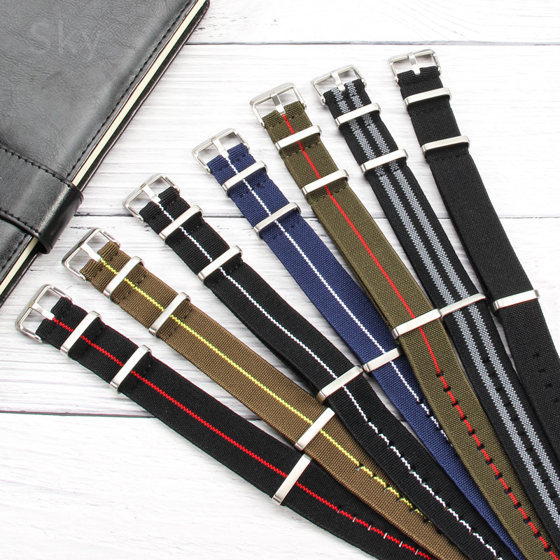 IMPORT 60's French Army Watch Strap for Nylon Watchband for Rolex Seiko Tudor Rolex Black Green