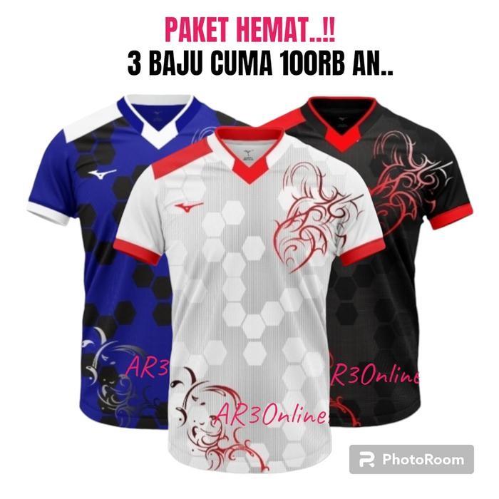 ORIGINAL ( 3 BAJU HANYA 100 RIBUAN ) Baju olahpria/wanita bahan dryfit baik untuk badminton voli