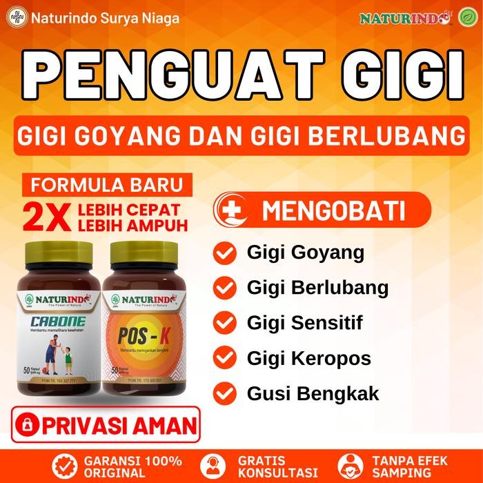 OBAT PENGUAT GIGI GOYANG DAN BERLUBANG SAKIT GIGI SENSITIF GUSI BENGKAK HERBAL CABONE NATURINDO