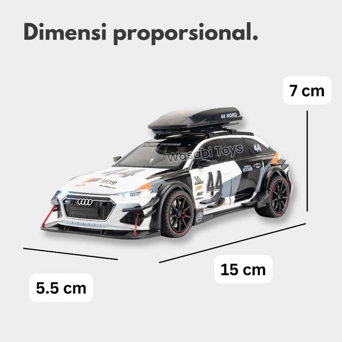 STOK TERBATAS  MINIATUR DIECAST 1:24 AUDI RS6 RS 6 DTM (LAMPU, KLAKSON, SUSPENSI, ROOF BOX)